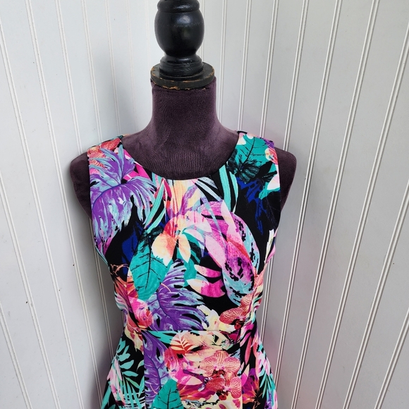 Spence Women's Floral Boho Sleeveless Floral Tropical Dress Stretch Zip Back 8 - Picture 6 of 11